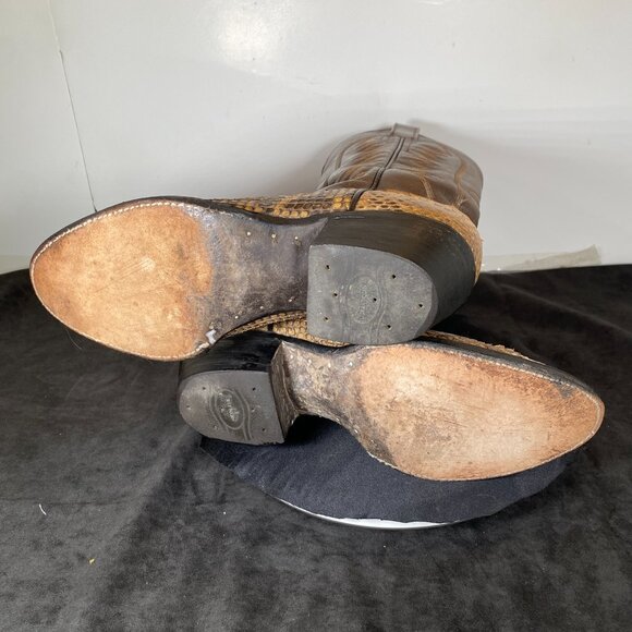Vintage Men's Pre-Owned Exotic Python Snake Cowboy Boots, Made in Mexico, Sz. 10 - Picture 10 of 10